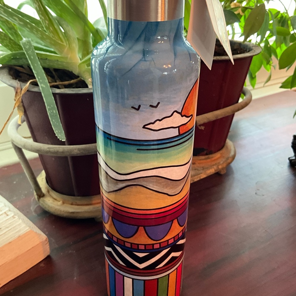 Primitives by Kathy Multicolor Sunset Stripe Stainless Water Bottle - Picture 3 of 5